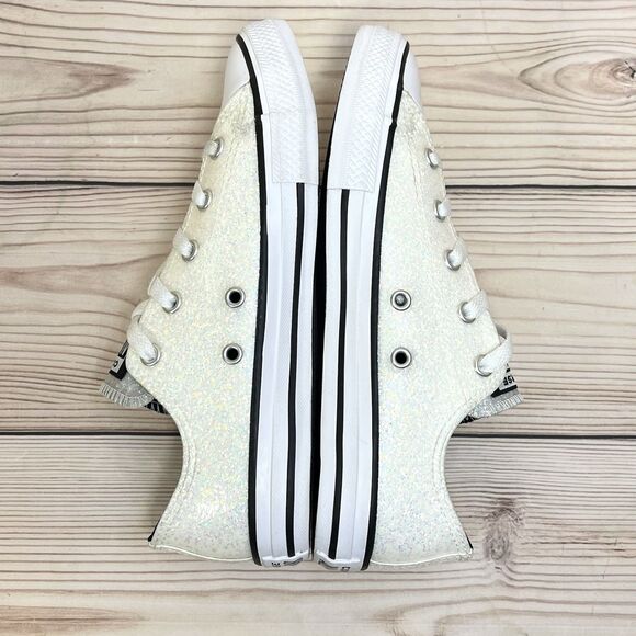 Converse Chuck Taylor All Star Low ‘Winter Glitter’ Youth 3 Junior Girls - White - Picture 3 of 16